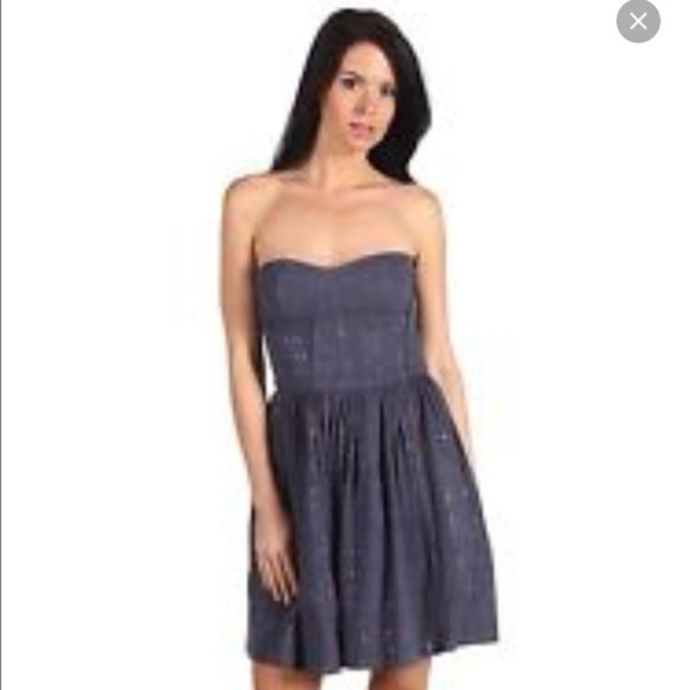 Rebecca Taylor Strapless Blue Dress